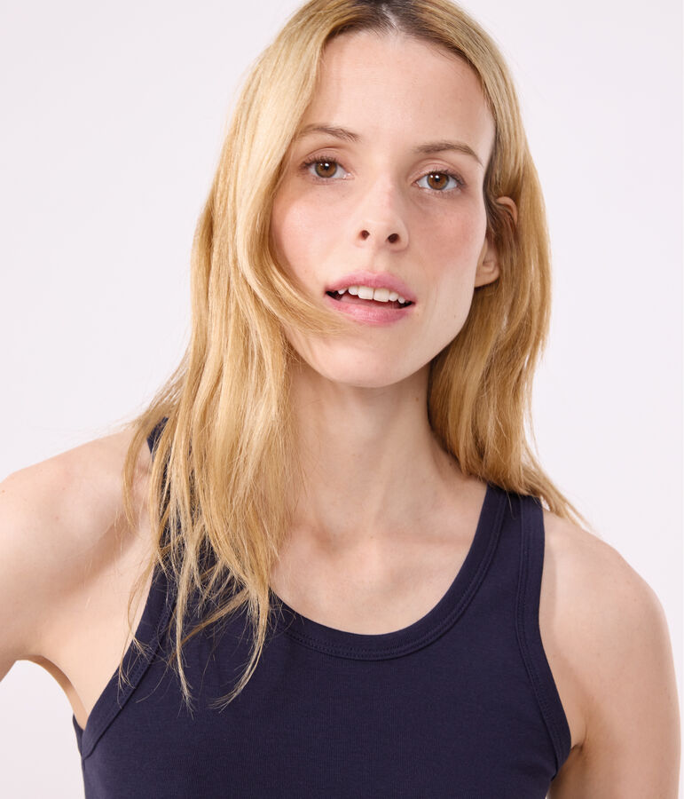 Canotta Iconica in cotone donna blu