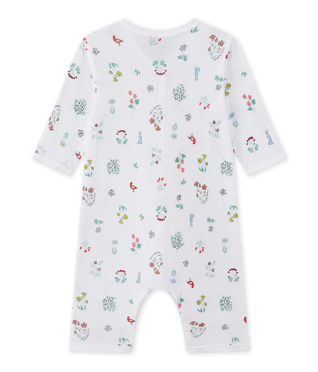 Tutina senza piedi beb&egrave; bambina stampata bianco/multicolore