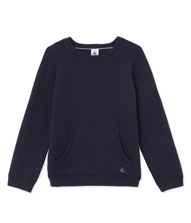 Pull in lana e cotone blu