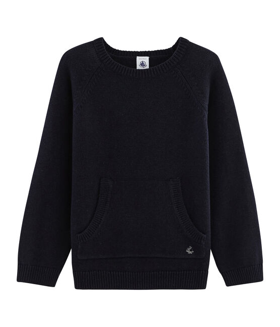 Pull in lana e cotone tricot da bambino blu SMOKING