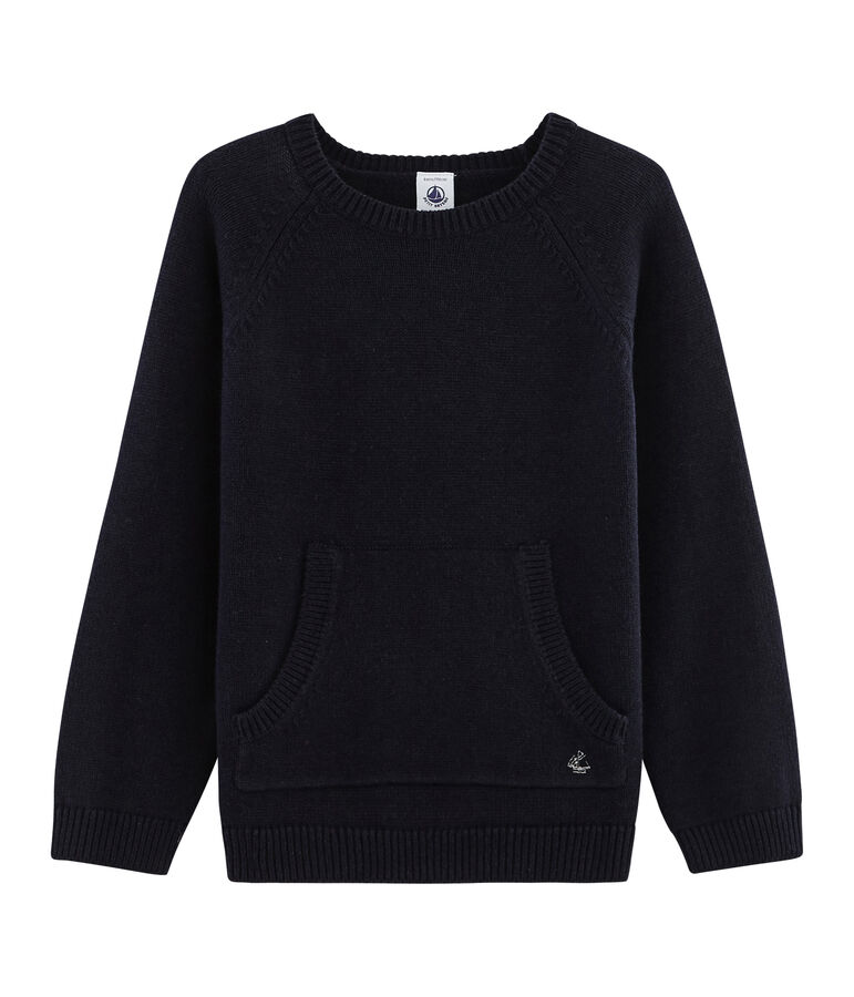 Pull in lana e cotone tricot da bambino blu