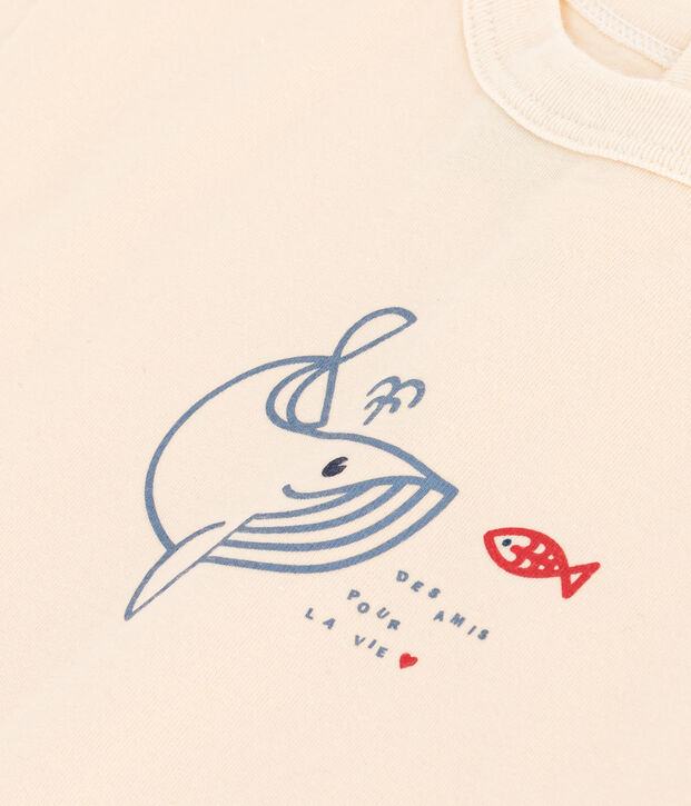 T-shirt a maniche corte in jersey leggero beb&egrave; ecru