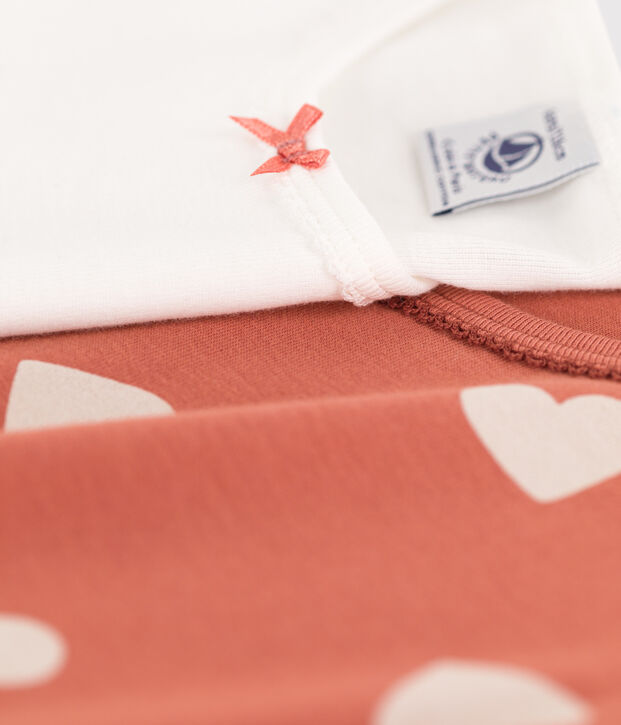 Confezione da 2 t-shirt a maniche corte, a cuori, bambina, cotone multicolore