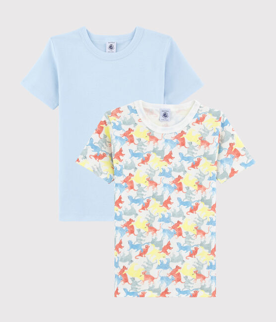 Cofezione da 2 t-shirt maniche corte fantasia gatti bambino in cotone biologico variante 1