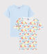 Cofezione da 2 t-shirt maniche corte fantasia gatti bambino in cotone biologico