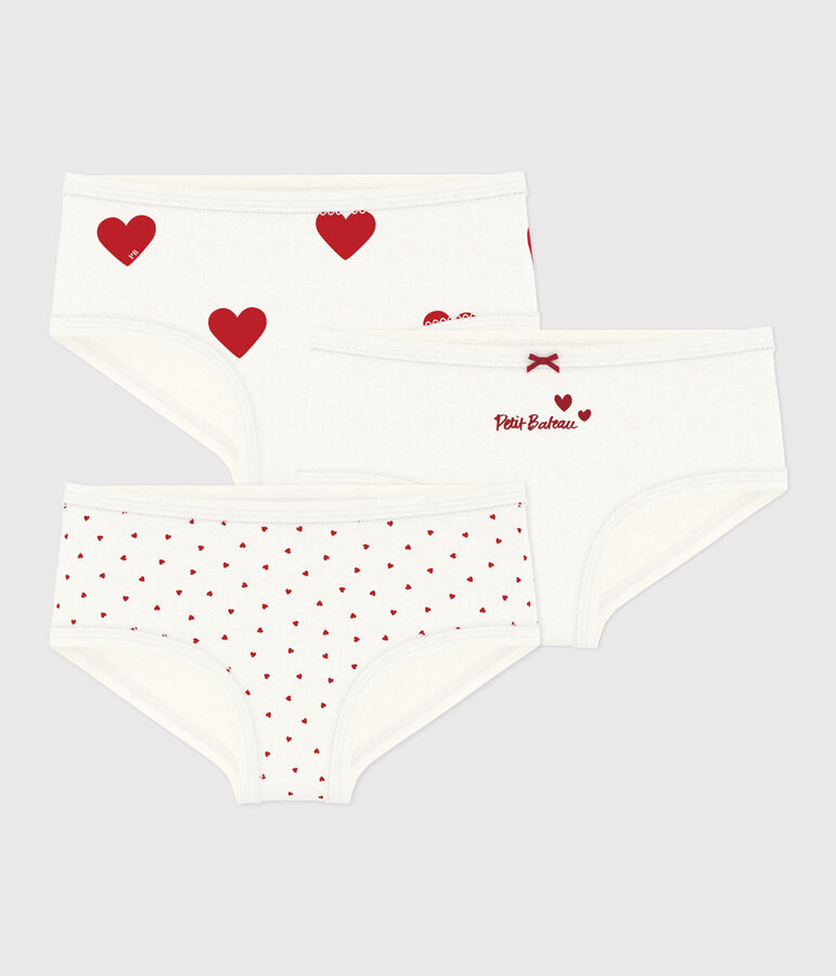 Set di 3 slip a vita alta in cotone con cuore bambino multicolore