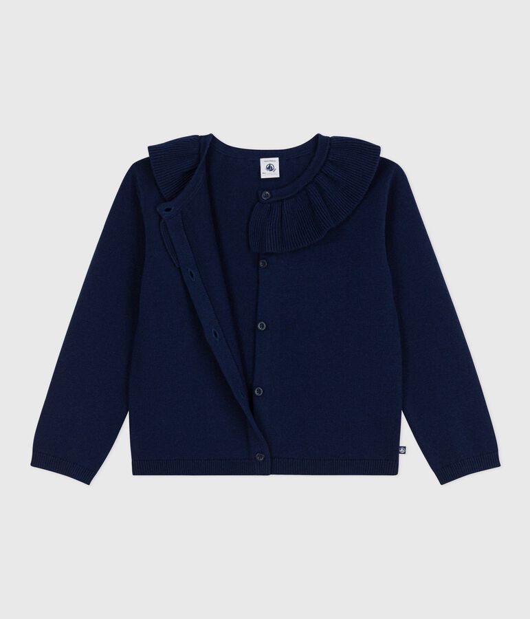 Cardigan in misto lana e cotone tinta unita bambina blu SOIR