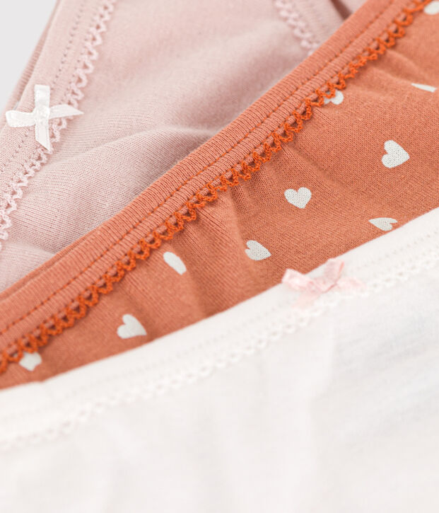 Confezione da 3 slip bambina in cotone con motivo cuore multicolore