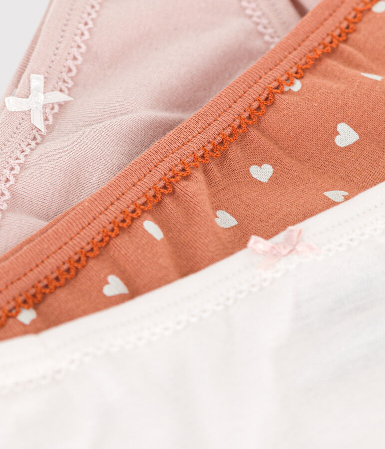 Confezione da 3 slip bambina in cotone con motivo cuore multicolore