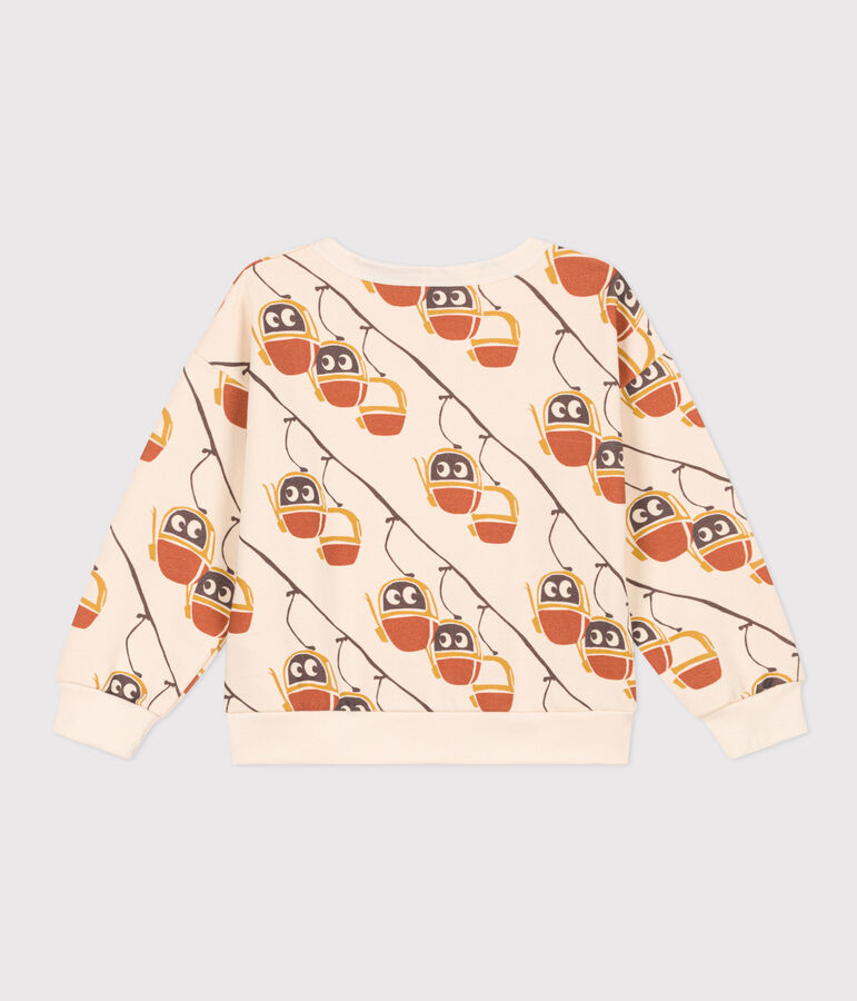 Felpa in molleton stampato bambino unisex ecru/grigio