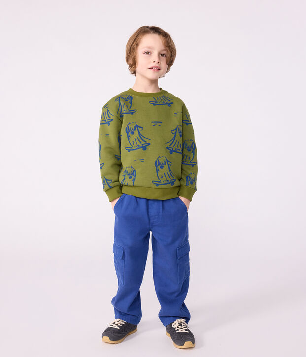Felpa in cotone stampato bambino blu/blu