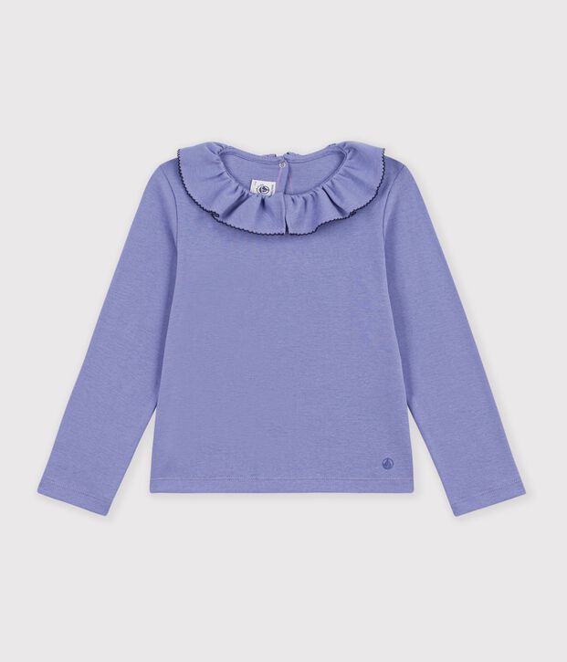 T-shirt con colletto a maniche lunghe tinta unita bambino viola