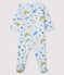 Tutina blu fantasia animali bebé in molleton blu FRAICHEUR/bianco MULTICO