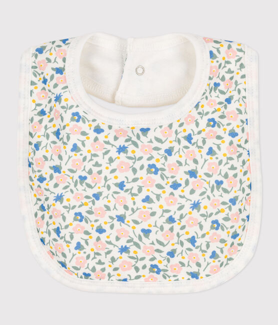 Bavaglino singolo in cotone a fiori bianco MARSHMALLOW/bianco MULTICO