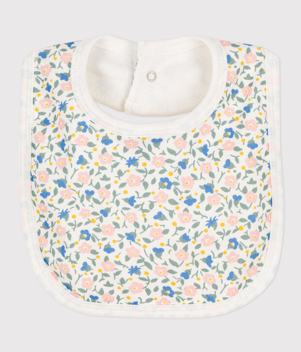 Bavaglino singolo in cotone a fiori bianco/multicolore