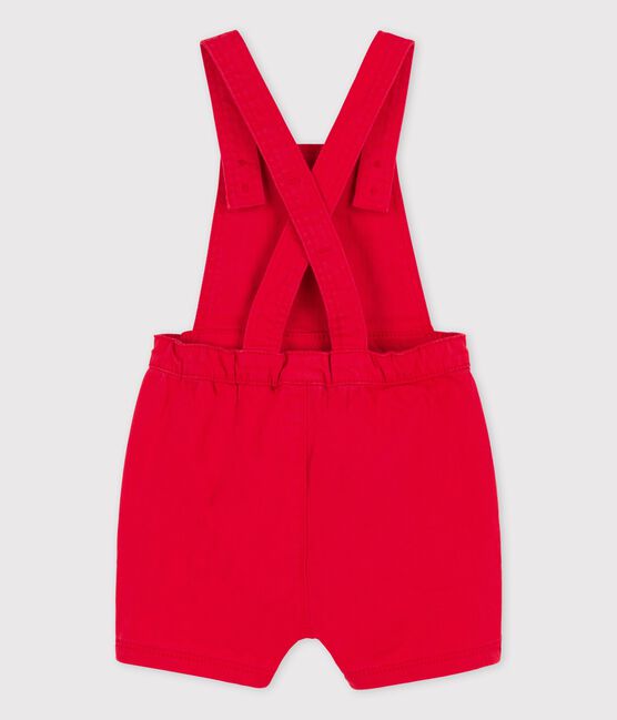 Salopette corta bebè in denim colorato rosso PEPS