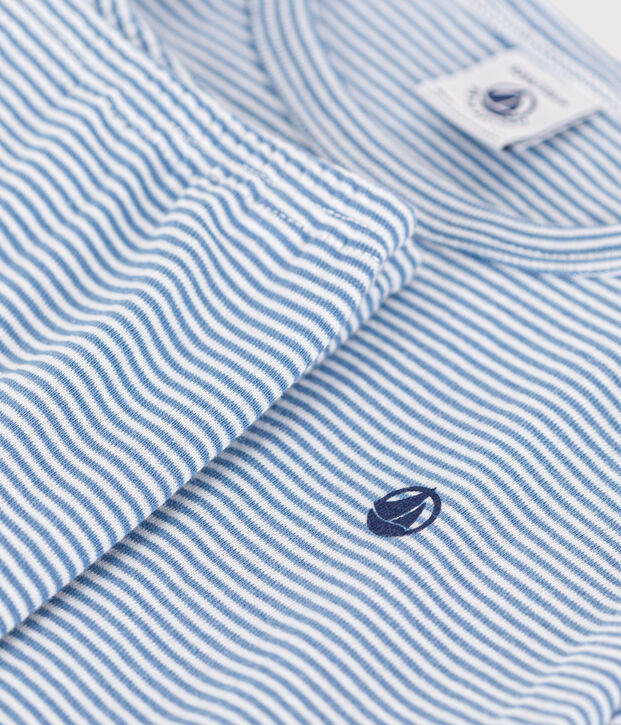 Pigiama in cotone a righe bambino blu/bianco