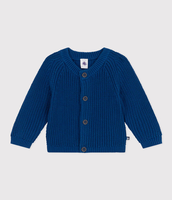 Cardigan in tricot di cotone bebè blu INCOGNITO