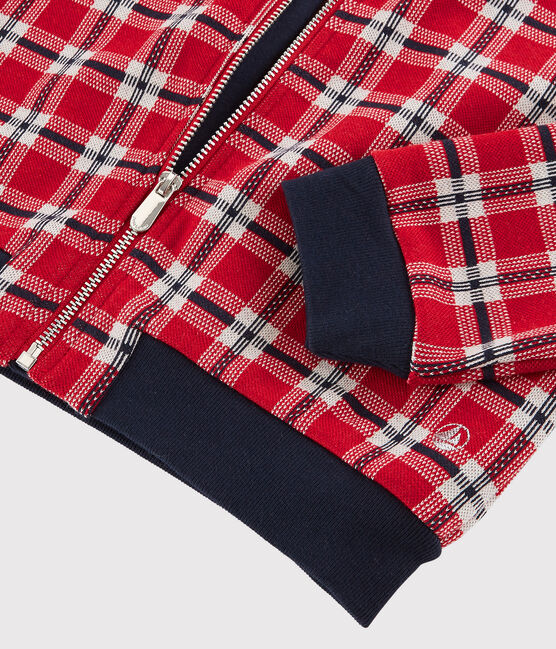 Cardigan a scacchi bambina rosso TERKUIT/bianco MULTICO