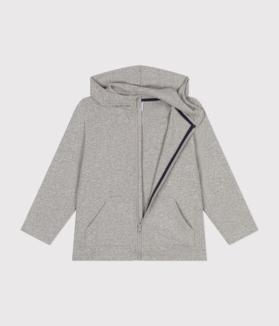 Felpa con zip e cappuccio a costina bambino grigio CHATON CHINE