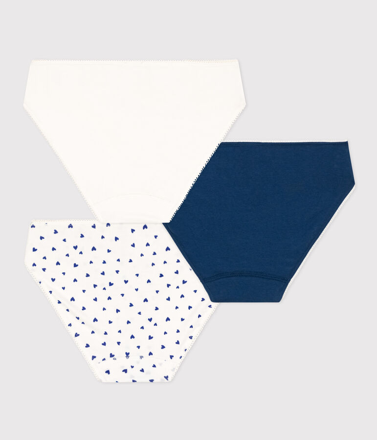 Confezione da 3 slip cuore ragazza in cotone ed elastan multicolore