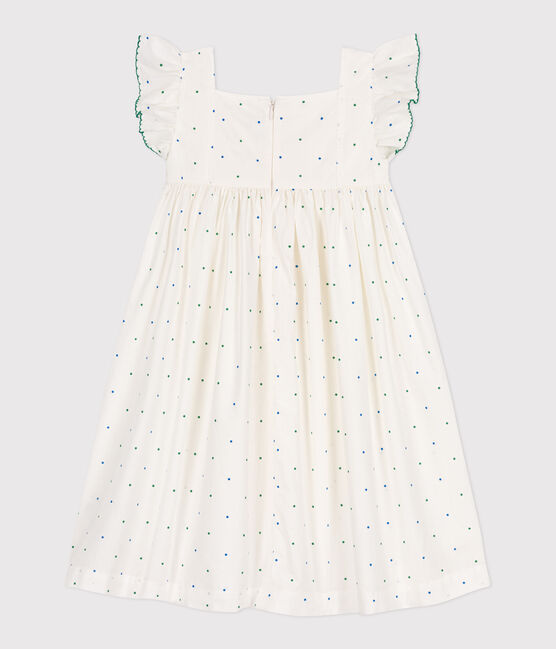 Abito lungo senza maniche in cotone a pois bambina bianco MARSHMALLOW/bianco MULTICO