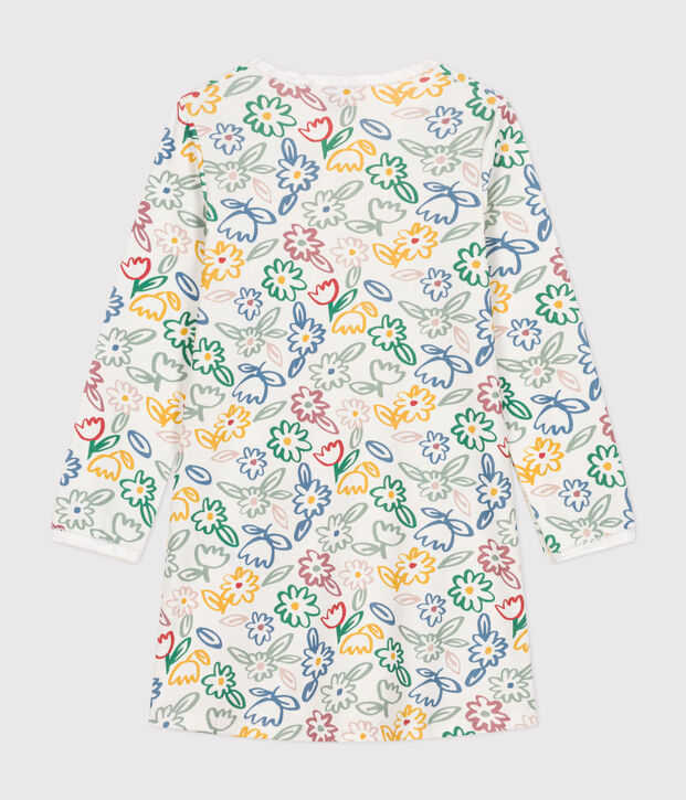 Camicia da notte in cotone con motivo a fiori bambino bianco/multicolore