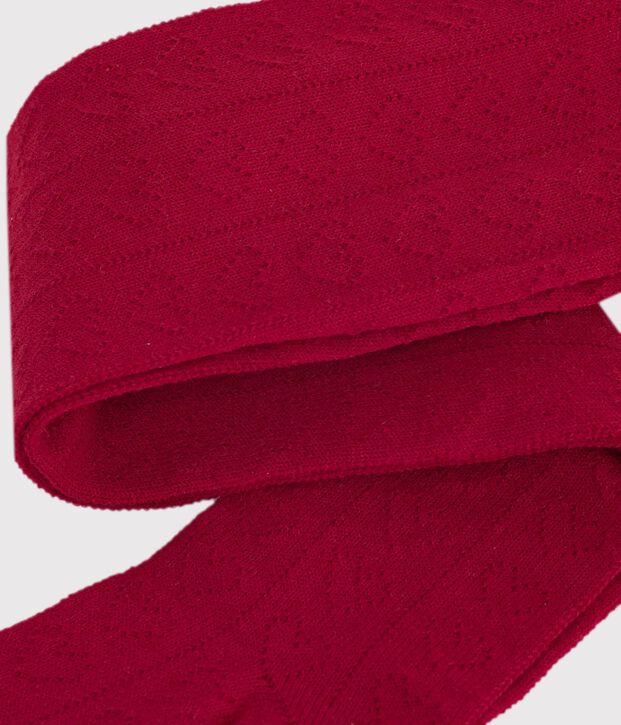 Collant in cotone traforato a cuori neonata rosso