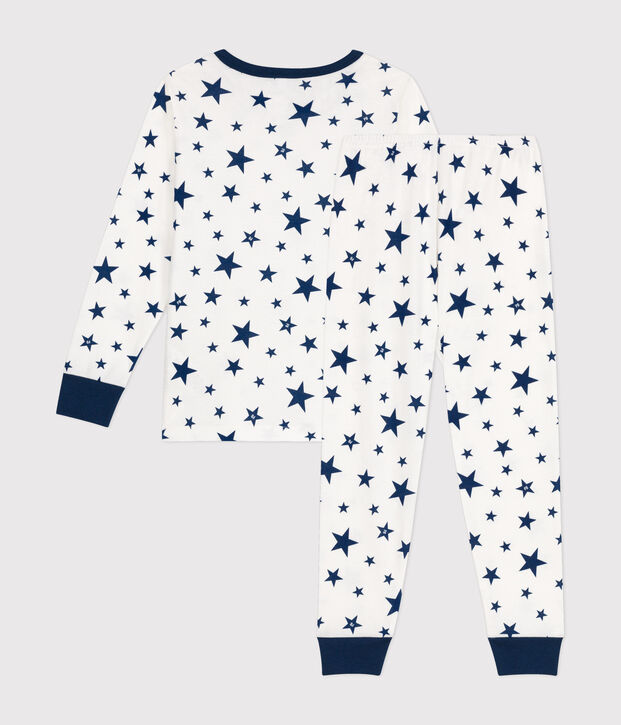 Pigiama in cotone con stelle stampate bambino bianco/blu