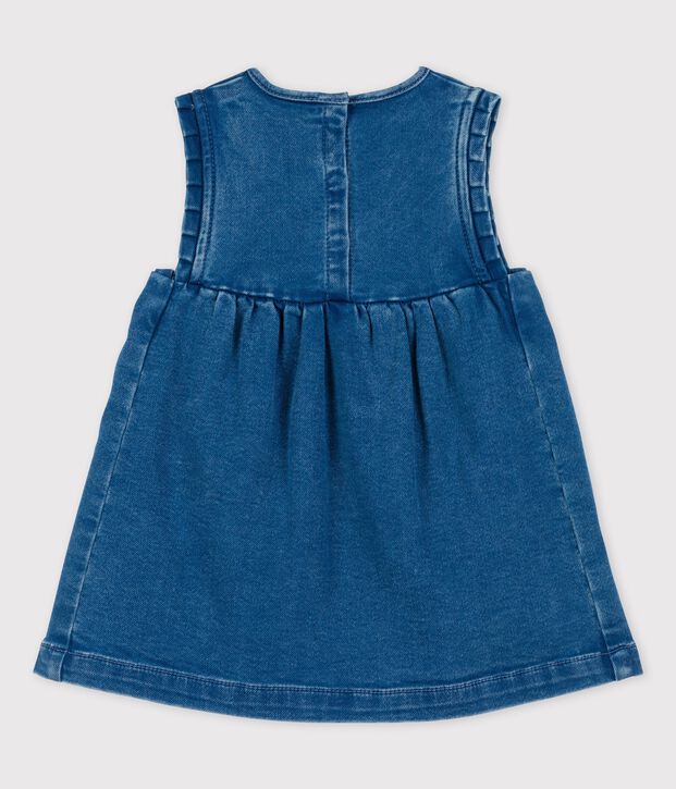 Abito smanicato per beb&egrave; in denim eco-sostenibile  blu