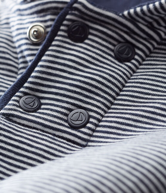 Felpa con cappuccio in ovatta rigata neonato blu SMOKING/bianco MARSHMALLOW