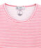 tee-shirt donna maniche lunghe in lana e cotone rosa CHEEK/bianco MARSHMALLOW