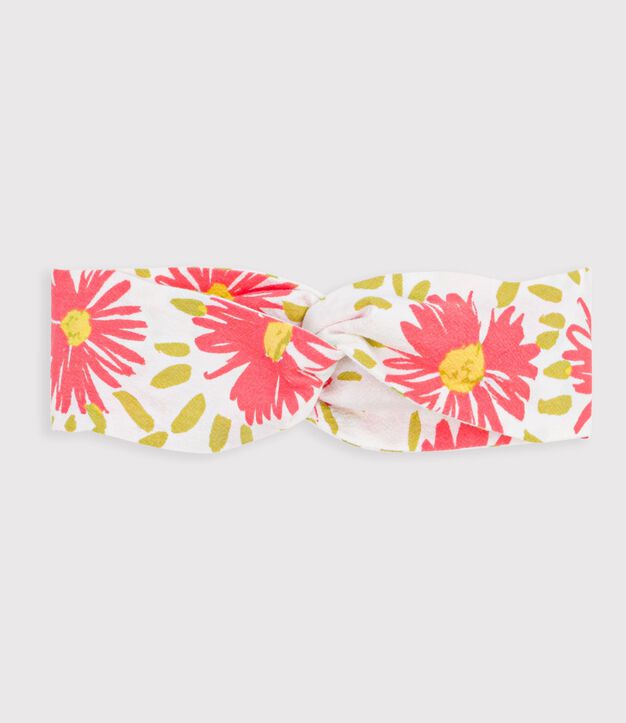 Fascia in cr&eacute;pon con stampa fiori neonata bianco/multicolore