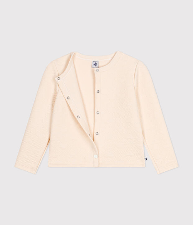 Cardigan in tubique bambina ecru