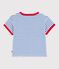 T-shirt a maniche corte in cotone a righe neonato blu MILK/ PERSE
