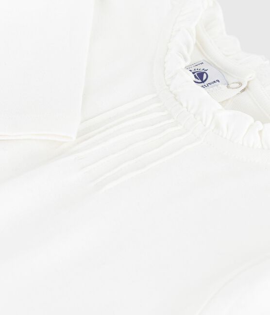 T-shirt a maniche lunghe in cotone tinta unita bambina bianco MARSHMALLOW