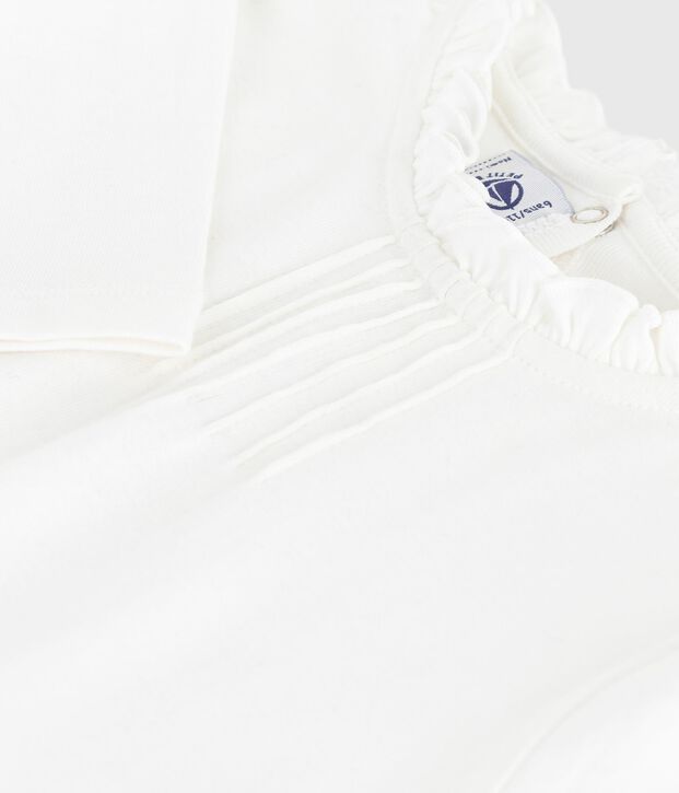 T-shirt a maniche lunghe in cotone tinta unita bambino bianco