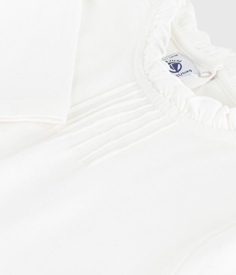 T-shirt a maniche lunghe in cotone tinta unita bambino bianco