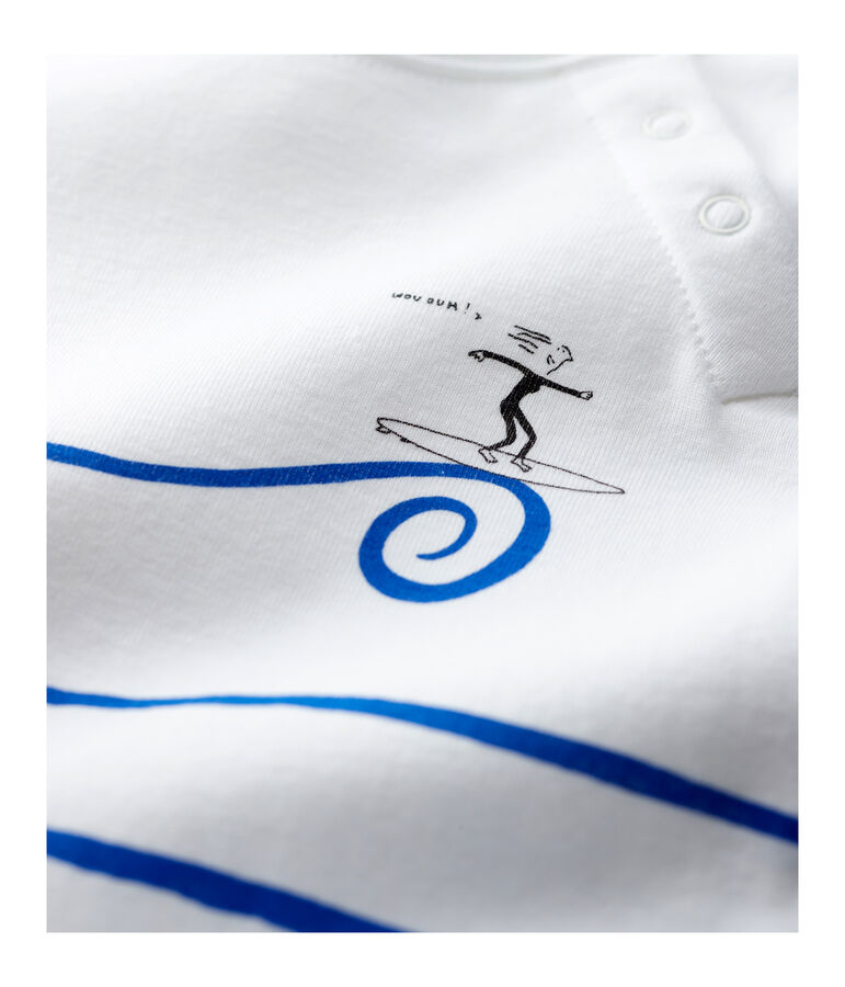 Tutina corta in cotone biologico beb&egrave; maschio. bianco ECUME