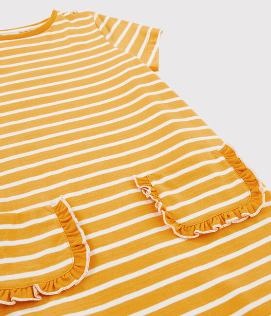 Abito manica corta bambina giallo BOUDOR/bianco MARSHMALLOW