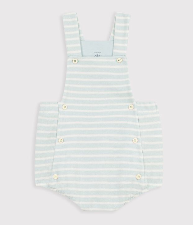 Pagliaccetto in spugna di cotone a righe neonato blu/ecru
