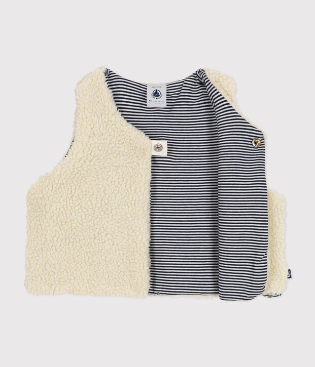 Giacca senza maniche in sherpa  neonato ecru