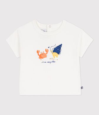 T-shirt a maniche corte in cotone con motivo gabbiano neonato