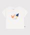 T-shirt a maniche corte in cotone con motivo gabbiano neonato bianco