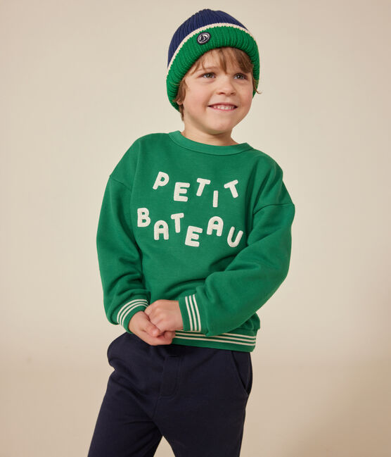 Maglia in tessuto felpato bambina/bambino verde JARDIN