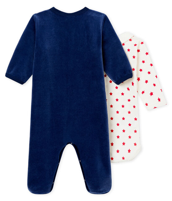 Coordinato: tutina in ciniglia + body in cotone bebé maschio variante 1