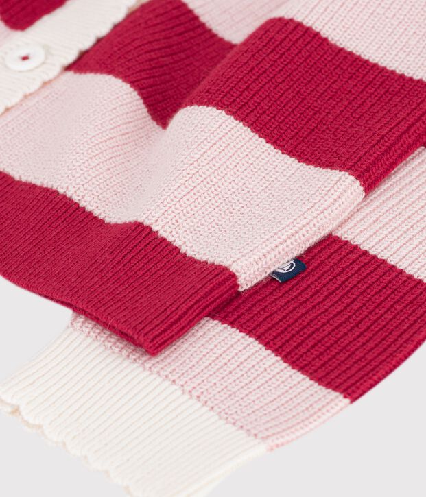 Cardigan in misto lana e cotone a righe bambino rosa/rosa