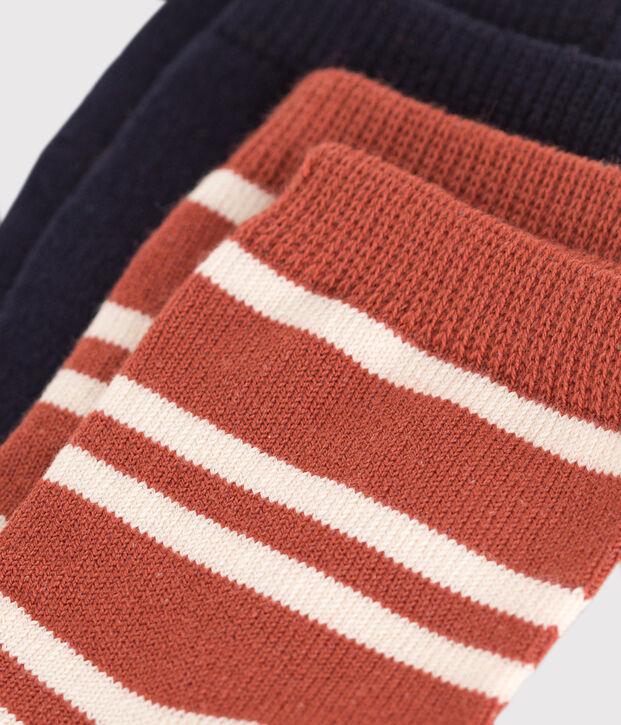 Confezione da 2 paia di calzini beb&egrave; in cotone a righe multicolore