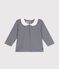 Blusa bebè in cotone con colletto blu SMOKING/bianco MARSHMALLOW