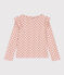 T-shirt maniche lunghe in cotone bambina rosa SALINE/bianco MULTICO